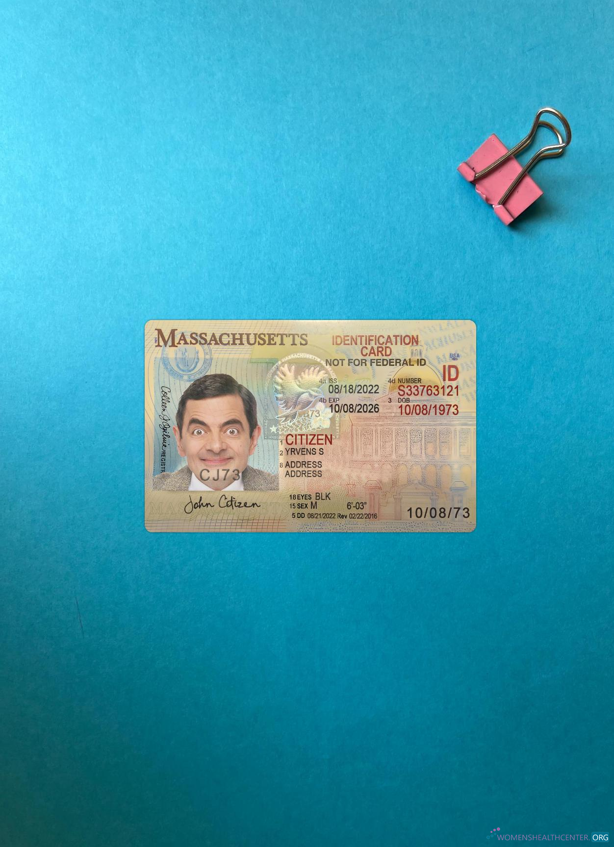 Download USA Massachusetts ID card photolook front Photoshop template